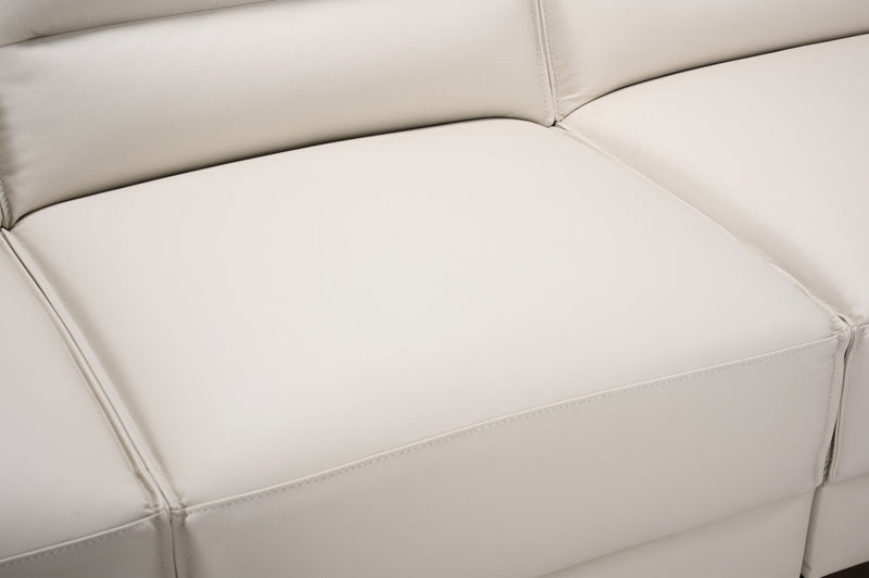 Citadel 2-Piece Left-Facing Top-Grain Genuine Leather Sectional with Wood Legs - Frost White