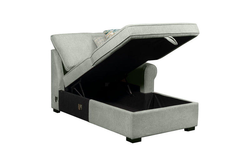 Scott Living Haven 3-Piece Left-Facing Chenille Fabric Cuddler Sleeper Sectional with Storage - Seafoam Blue