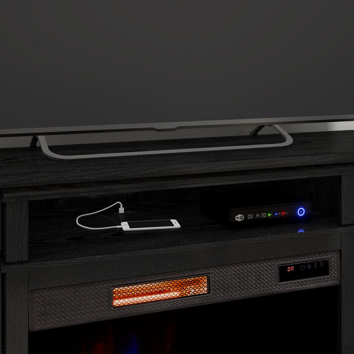 Zenith 64\" Electric Fireplace TV Stand with Storage for TVs up to 70\" - Black
