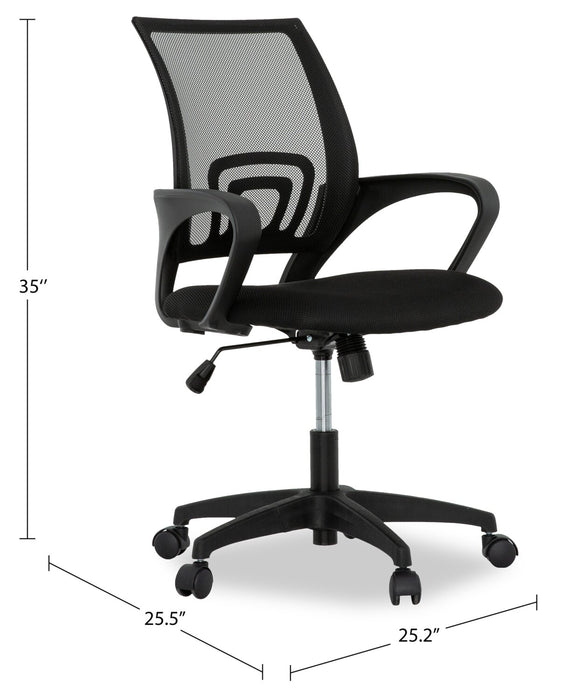 Sealy® Raven 25.2” Adjustable Ergonomic Office Chair with Mesh Padding - Black