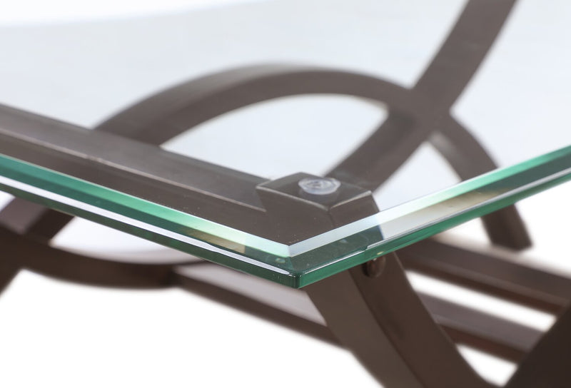 Ricci  48\" Modern Glass Top Coffee Table - Glass with Espresso Finished Legs