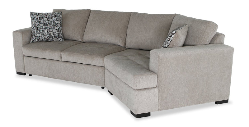 Made in Canada Legend 2-Piece Right-Facing Chenille Fabric Cuddler Sleeper Sectional - Platinum Beige