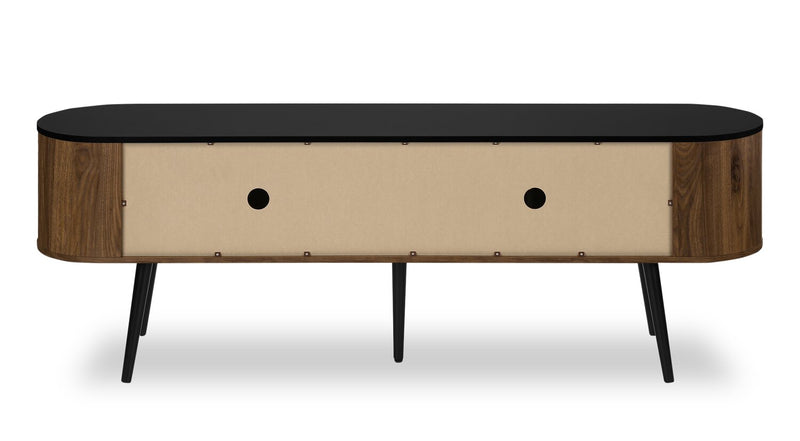 Elle 72\" Rustic TV Stand with Storage and Cable Management for TVs up to 80\"- Dark Brown and Black