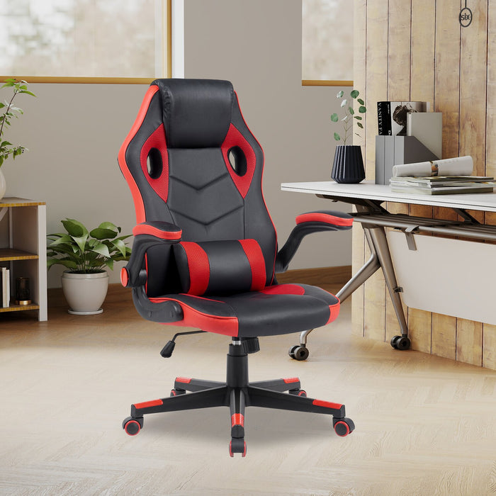 Phoenix  26.7\" Ergonomic Gaming Chair with Lumbar Cushion - Black & Red