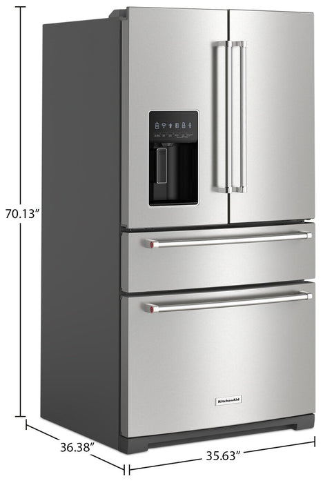 KitchenAid 36\" 26.2 Cu. Ft. French-Door Refrigerator - PrintShield Stainless - KRMF536RPS