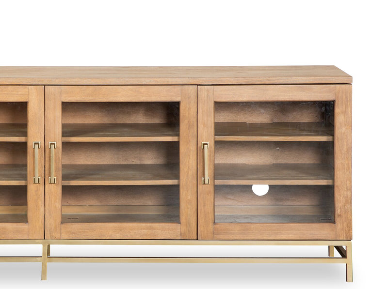 Cresset 84” Modern Solid Wood TV Stand with Storage and Cable Management for TVs up to 90\" - Belgian Wheat