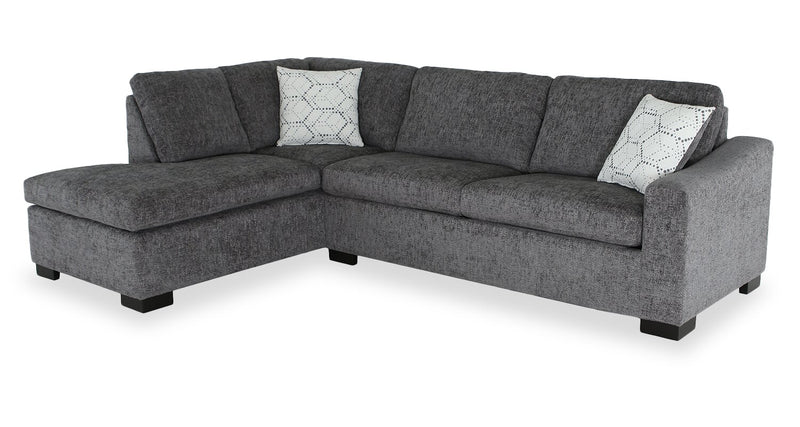 Aubrey 114\" Left-Facing Chenille Fabric Eurostyle Queen Sofa Bed Sectional with Wooden Legs – Grey
