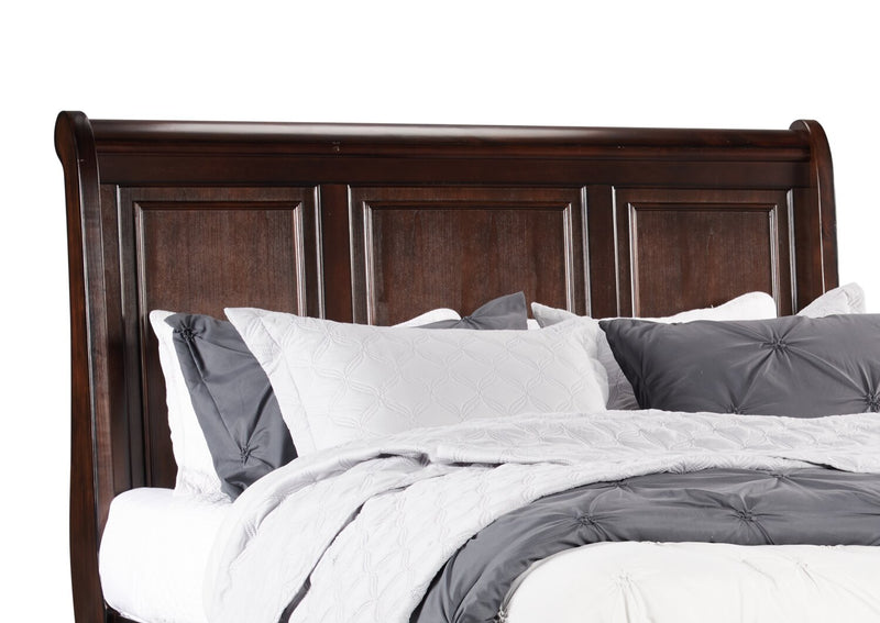 Chelsea Platform Storage Bed with Headboard & Frame, Cherry Brown - Queen Size