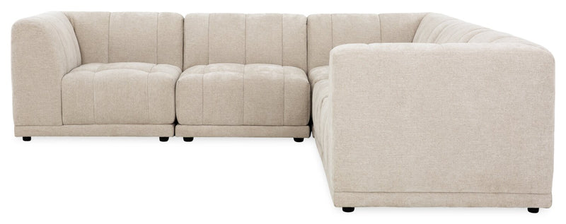 Kort & Co. Oaklyn Modular 5-Piece Fabric Sectional with Tufted Seat Cushions - Beige