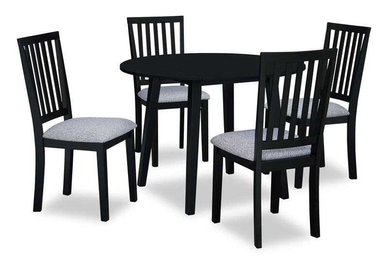 Bryn Dining Chair with Fabric Seat, Slat-Back - Black