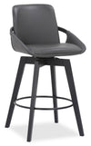 Apex Counter-Height Stool with Swivel Seat, Vegan Leather Fabric, Metal - Grey