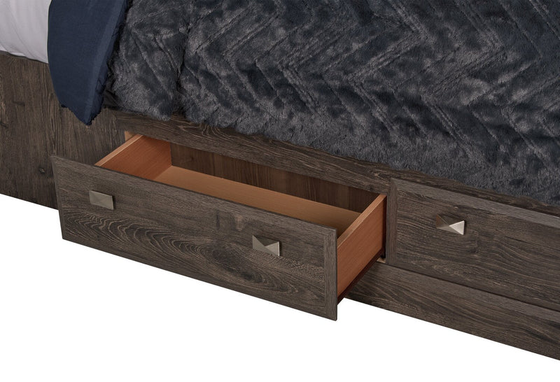 Yorkdale 5pc Bedroom Set with 6-Drawer Storage Bed, Dresser & Mirror, Grey - Queen Size