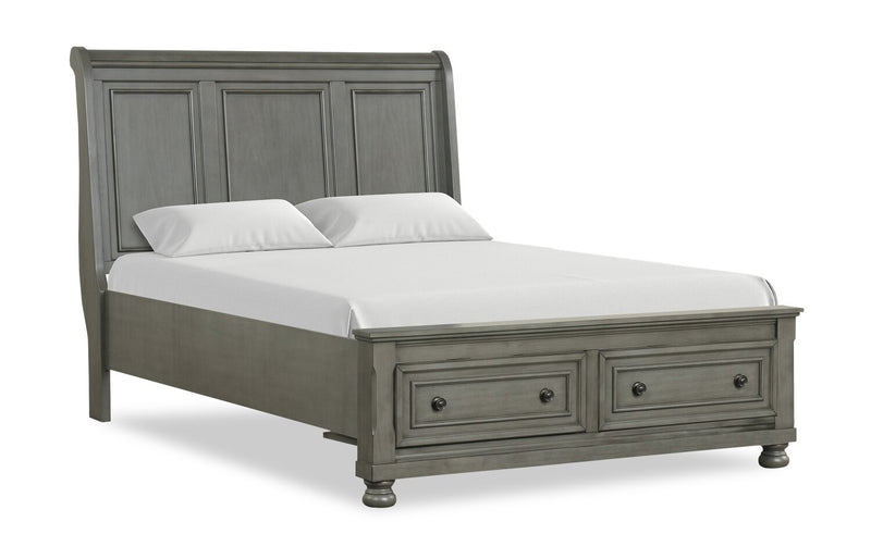Chelsea 6pc Bedroom Set with Storage Bed, Dresser & Mirror, Grey - Queen Size