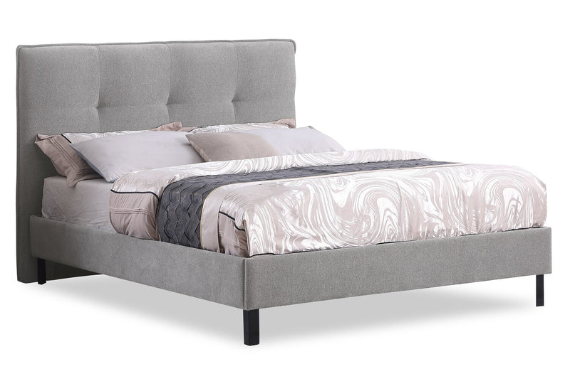 Amos Upholstered Headboard in Grey Fabric, Tufted - Queen Size