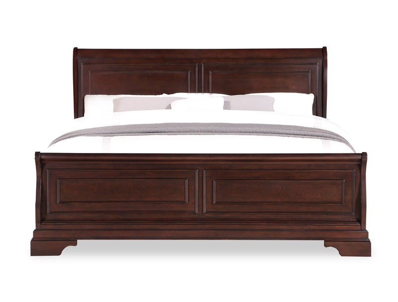 Marco 6pc Bedroom Set with Bed, Dresser, Mirror & Nightstand, Cherry Brown - King Size