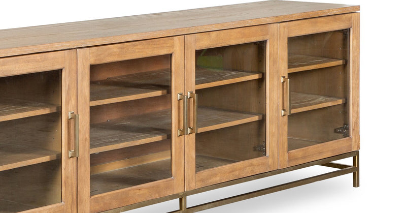 Cresset 84” Modern Solid Wood TV Stand with Storage and Cable Management for TVs up to 90\" - Belgian Wheat