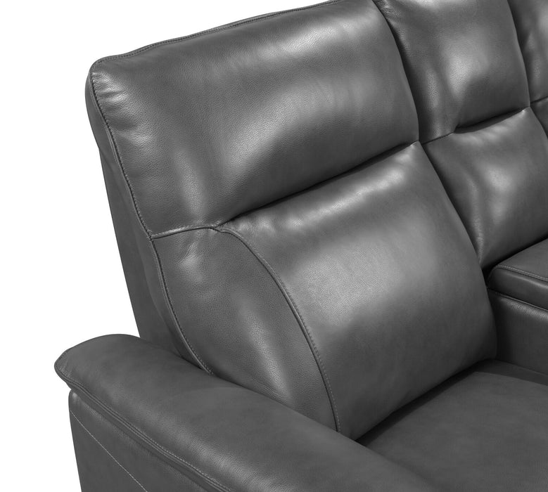 Chateau d’Ax Angelo 75.59\" Genuine Leather Power Reclining Loveseat with Power Headrests - Grey