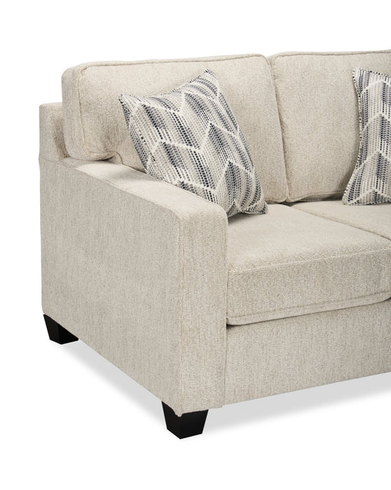 Made in Canada Lennox 57\" Chenille Fabric Loveseat with Reversible Cushions and Accent Pillows - Taupe