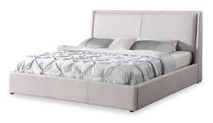 Nico Leather-Look Storage King Bed – Taupe