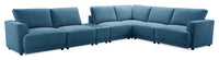 Voyage Modular 7-Piece Fabric Sectional with Console and Removable Back Cushions – Blue 