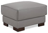 Citadel 28\" Top-Grain Genuine Leather Ottoman with Wood Legs - Grey