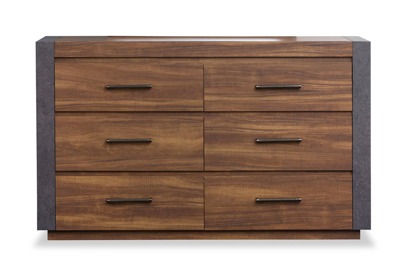 Scott Living Dante 5pc Bedroom Set with Bed, Dresser & Mirror, Brown - King Size