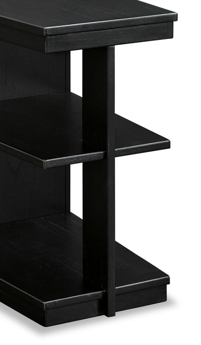 Julian 16” Contemporary Chairside Table with USB Ports - Black
