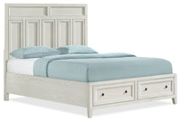 Casa Panel Bed with Headboard & Frame, Wood, White - Queen Size 