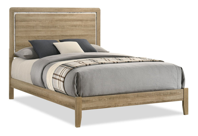 Sable 6pc Bedroom Set with Bed, Dresser, Mirror & Nightstand, Light Brown - Full Size