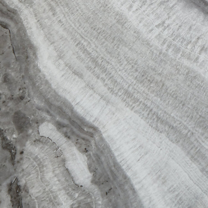 Ezra Dining Table, 63-79\"W Self-Storing Butterfly Leaf, Metal, Glass, Faux Marble - White