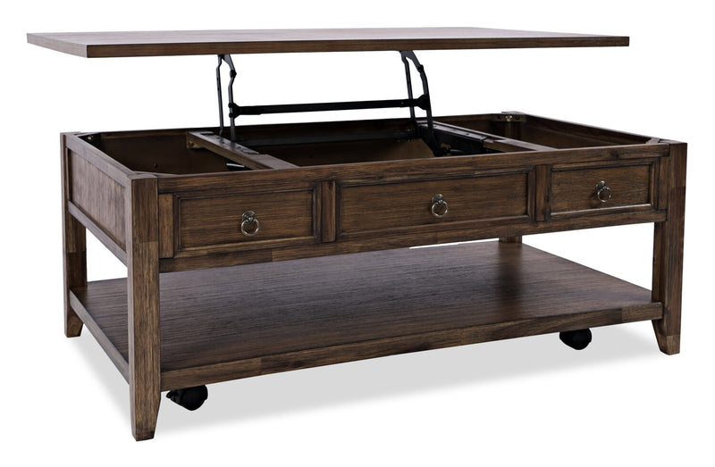 Branson 48\" Lift Top Coffee Table with Storage and Casters - Dark Brown