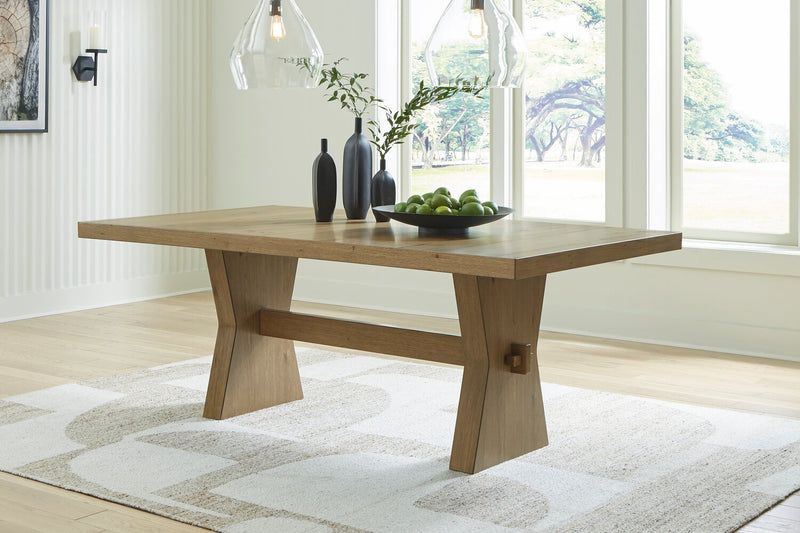 Shaw Dining Table, Trestle Base, 78\"W - Natural