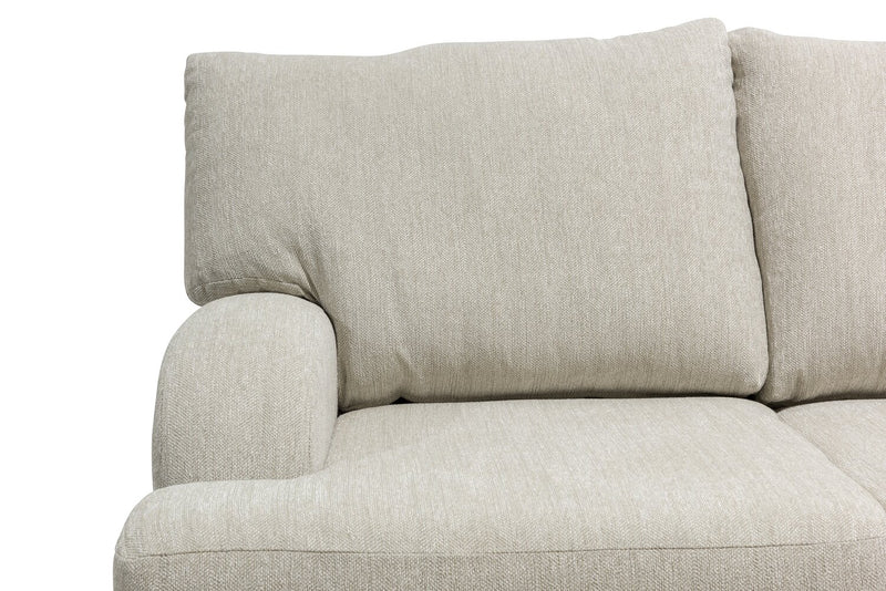 Made in Canada Nofia 80\" Chenille Fabric Sofa with Two Accent Pillows and Wood Legs - Linen Beige