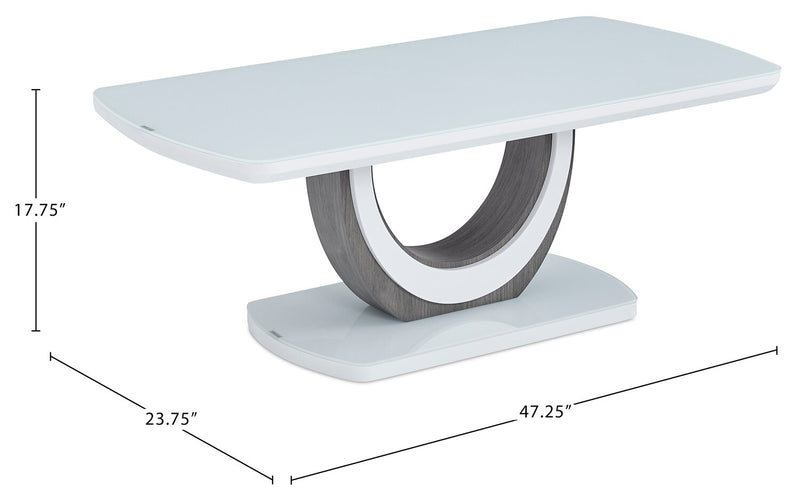 Brimley 47.25\" Modern Coffee Table - White and Grey