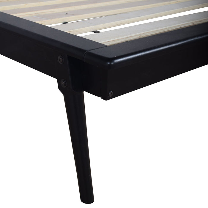 Milan Platform Bed with Headboard & Frame,  Mid-Century Modern, Black - Full Size