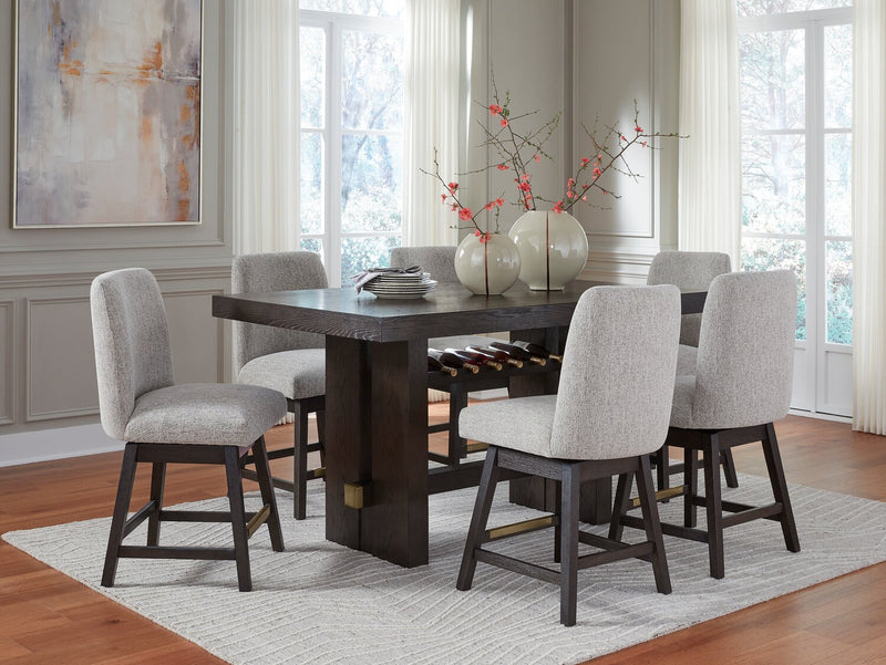 Metro Counter Height Dining Table with Built-in Wine Rack, 66\"W - Brown