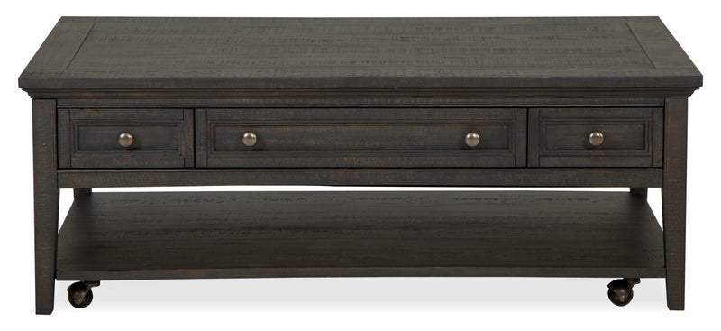 Hanson 50” Traditional Pine Coffee Table with Storage and Casters - Graphite