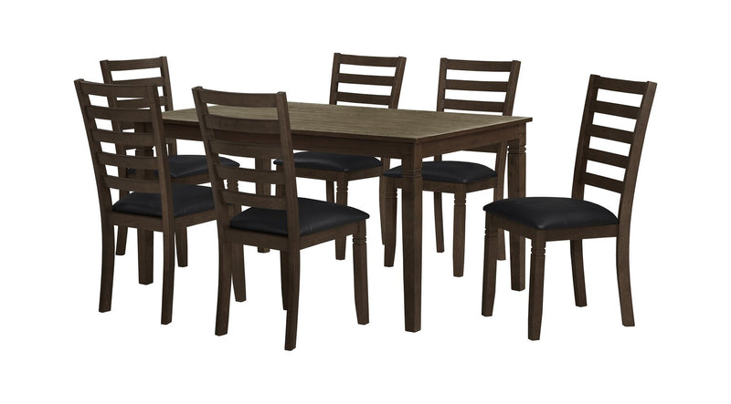 Devon Dining Chair with Vegan Leather Fabric, Wood - Dark Brown