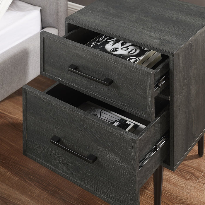 Brax Bedside 2-Drawer Nightstand, 18\"W x 25.75\"H - Black