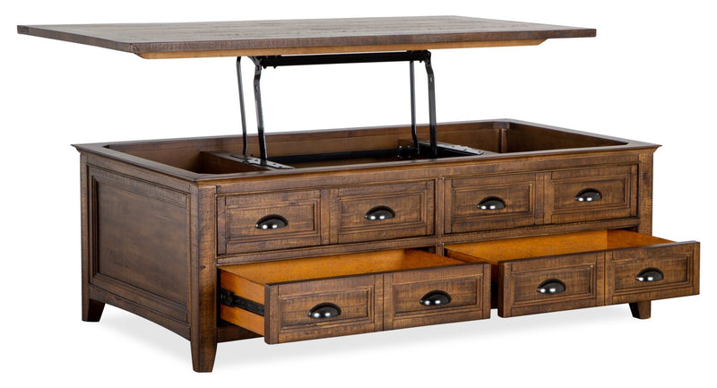 Hanson 50” Traditional Pine Lift Top Coffee Table with Storage and Casters - Toasted Nutmeg