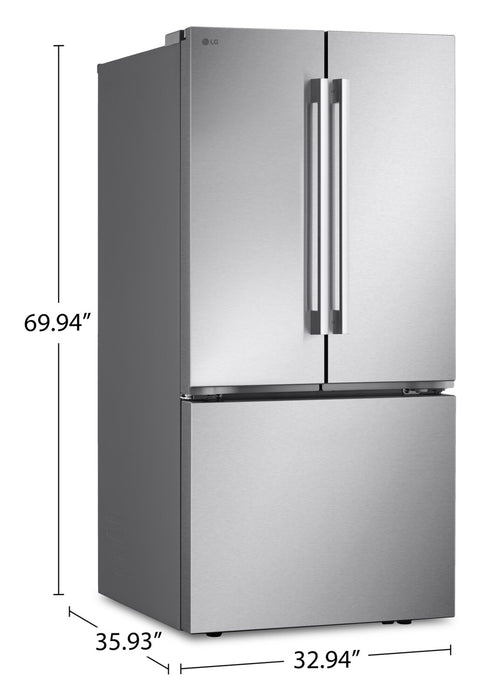 LG 33\" 25 Cu. Ft. French-Door Standard-Depth Refrigerator - Stainless Steel - LF25H6200S