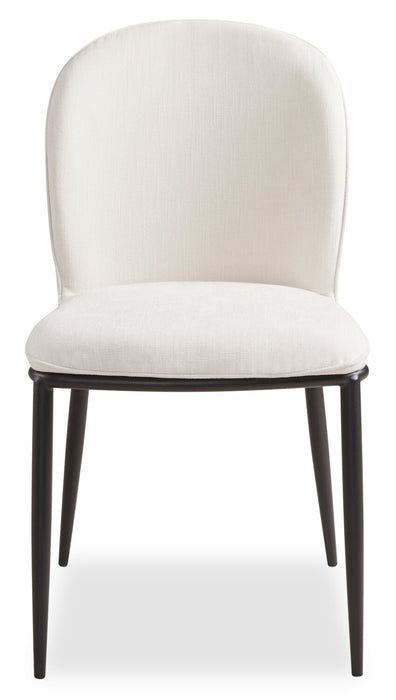 Ace Dining Chair with Linen-Look Fabric, Metal - Ivory