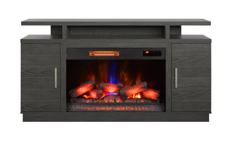 Breya 64\" Modern Electric Fireplace TV Stand with Storage & USB Charging for TVs up to 70\"- Grey