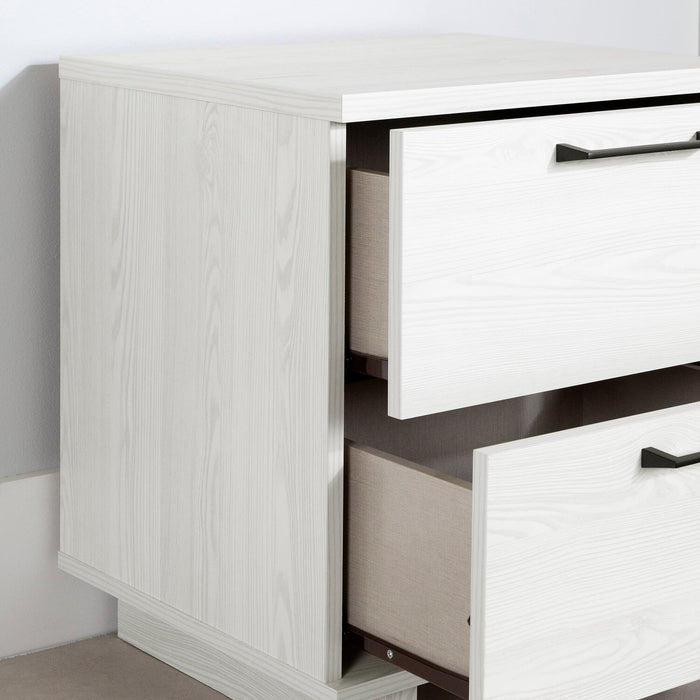 Everley Bedside  2-Drawer Nightstand with USB Port, 19.5\"W - White
