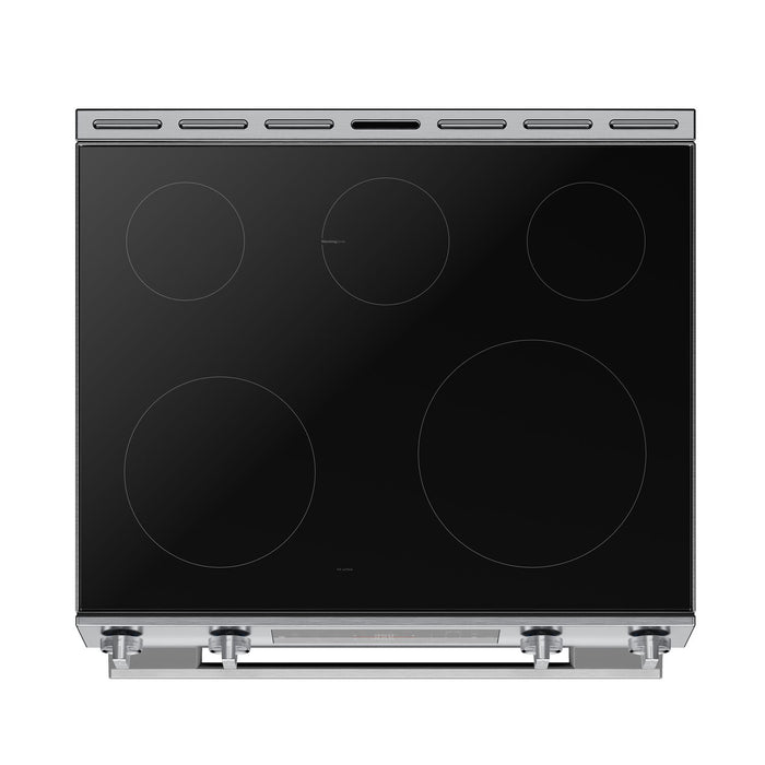 Bosch 30\" 5.8 Cu. Ft. 100 Series Electric Range with Rapid Preheat and Air Fry - Stainless Steel - HEF1050MC