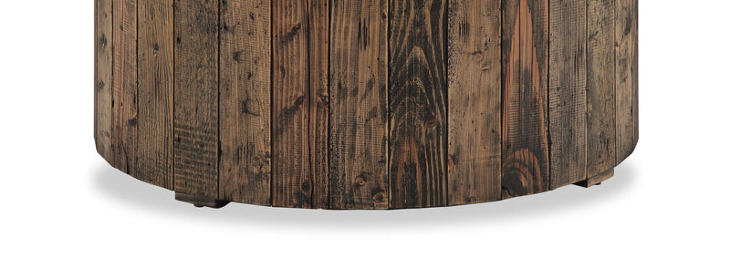 Martel 34\" Rustic Round Coffee Table with Casters - Rustic Pine