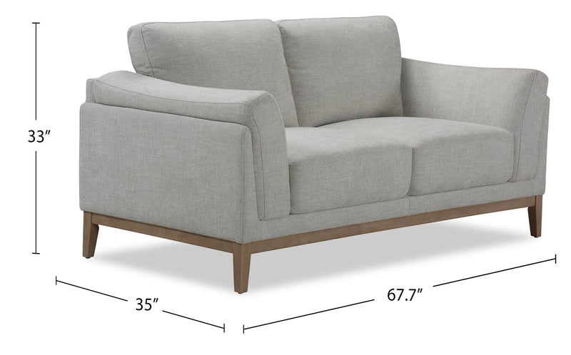 Valley 67.7\" Fabric Loveseat with Rubberwood Base and Legs - Sand