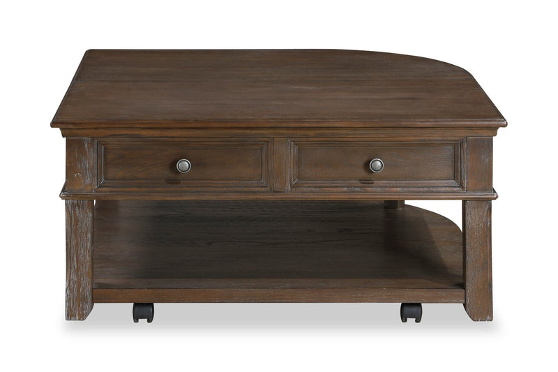 Weston 38” Traditional Lift Top Coffee Table with Storage and Casters - Brown Elm