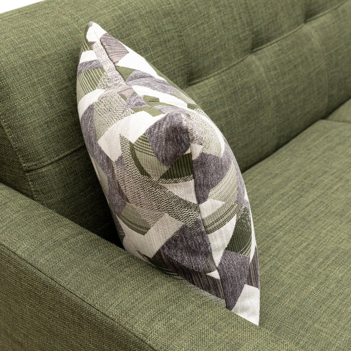 Kort & Co. Freeman 80” Linen-Look Fabric Condo Size Sofa with Wood Legs - Avocado Green