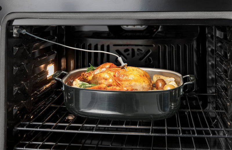 GE 30\" 5 Cu. Ft. Electric Single Wall Oven with No Preheat Air Fry - Black - JTS5000DVBB